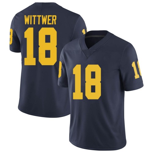 Max Wittwer Michigan Wolverines Men's NCAA #18 Navy Limited Brand Jordan College Stitched Football Jersey WDI3454RK